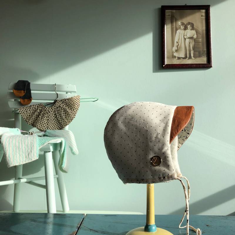 KULDESKYDD Brimmed Bonnet velvet polkadot (54/58)